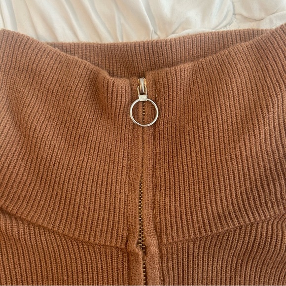 Lush Brown Quarter Zip Sweater - Picture 2 of 5